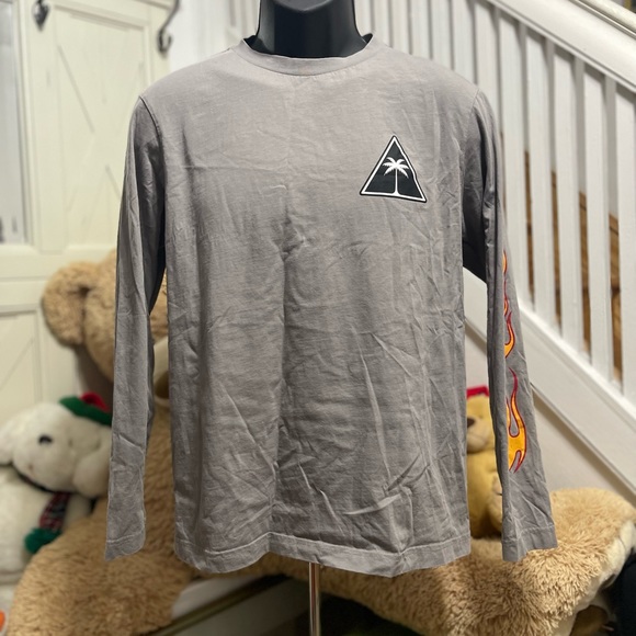 EUC Men’s Size Small Palm Angels Palms & Flames Logo Long-sleeve T-shirt In Grey - Picture 6 of 13